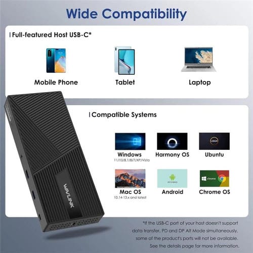 Estación de carga WAVLINK UG69PD24 DisplayLink 12 en 1 PD 100 W para Thunderbolt 4/3 (Enchufe australiano)