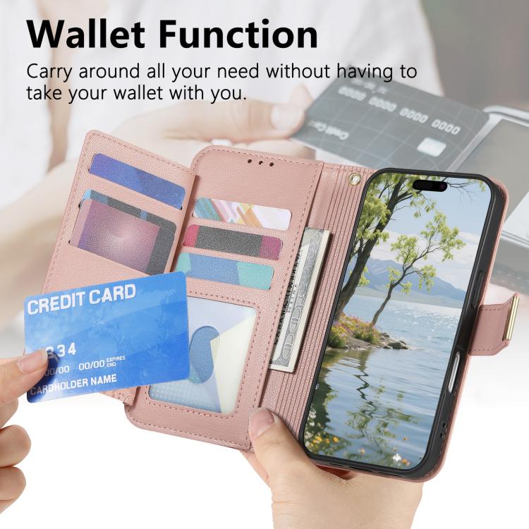 Funda de cuero con cremallera y correa para Samsung Galaxy S24 FE 5G, diseño de flores y hojas (rosa)