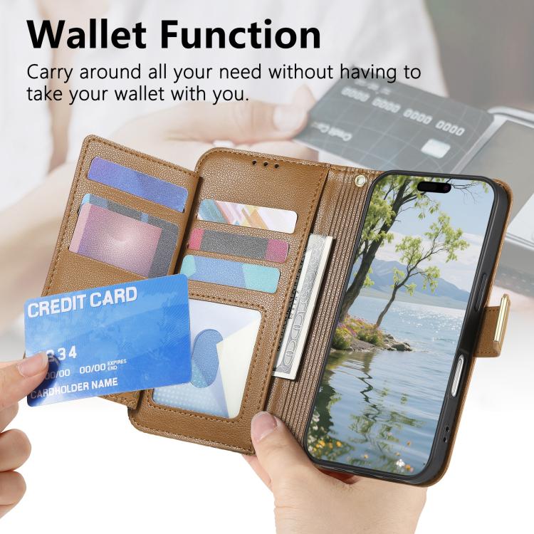 Funda de cuero con cremallera y correa para Samsung Galaxy S23 FE 5G, diseño de flores y hojas (marrón)
