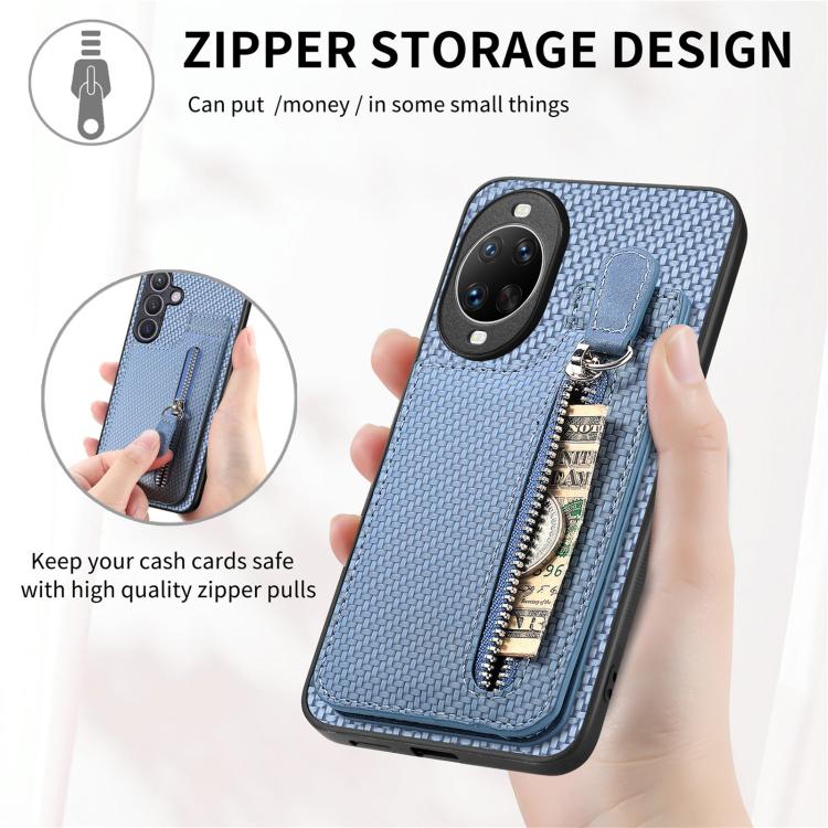 Funda de fibra de carbono con tapa vertical y cremallera para Huawei Nova 14 (caqui)