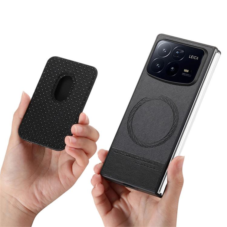 Funda magnética con anillo para Xiaomi Mix Fold 4, de tela sarga, color negro