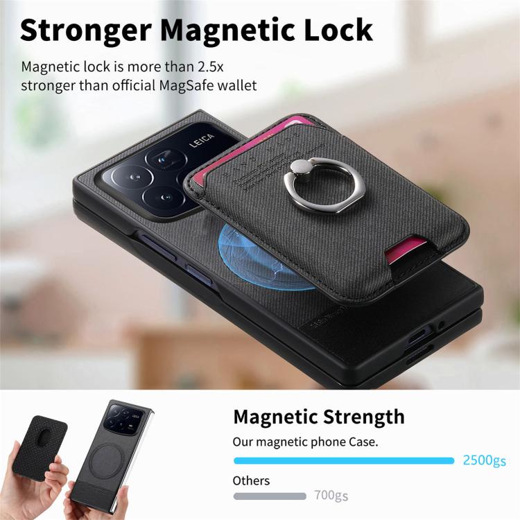 Funda magnética con anillo para Xiaomi Mix Fold 4, de tela sarga, color negro