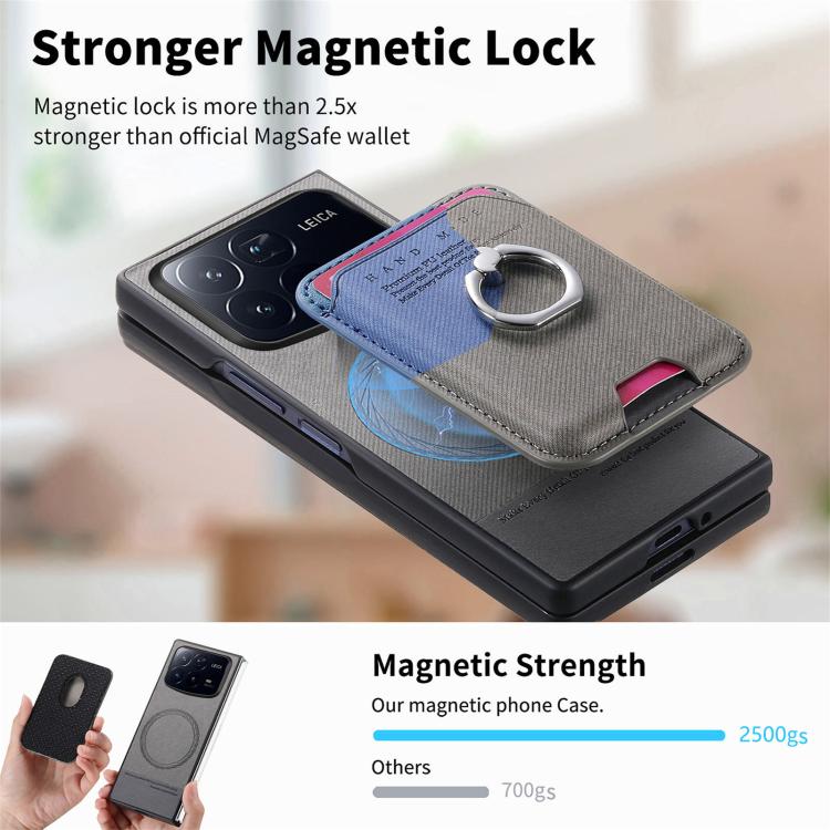Funda de tela sarga con anillo magnético para Xiaomi Mix Fold 4 (gris)