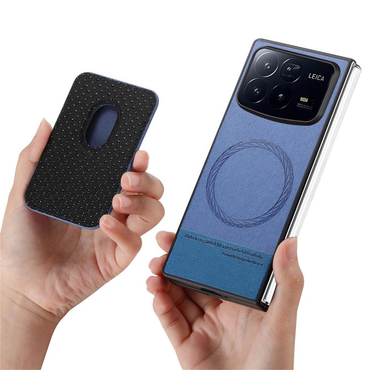 Funda magnética con anillo para Xiaomi Mix Fold 4, de tela sarga, para tarjetas (azul)