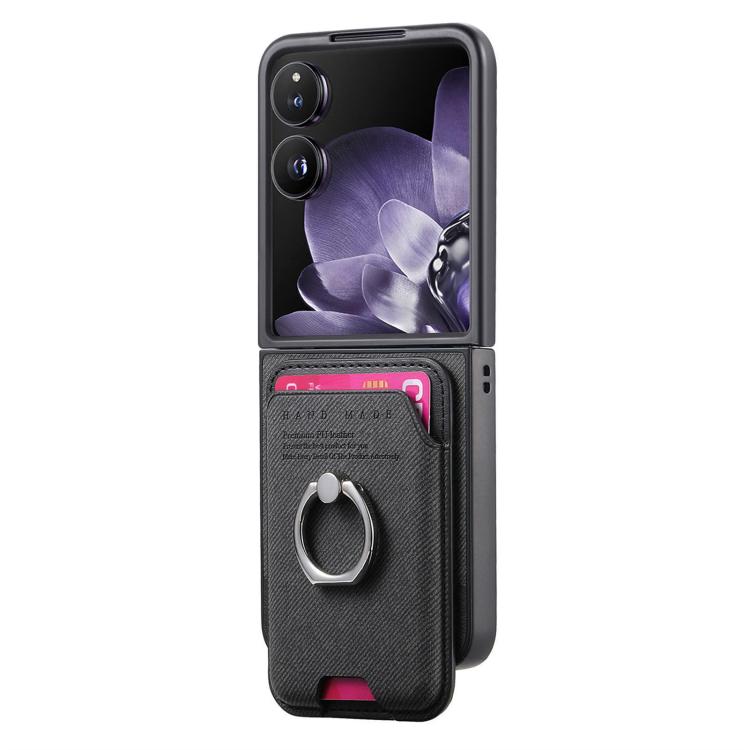 Funda magnética con tapa de tela sarga y anillo para Xiaomi Mix (negro)