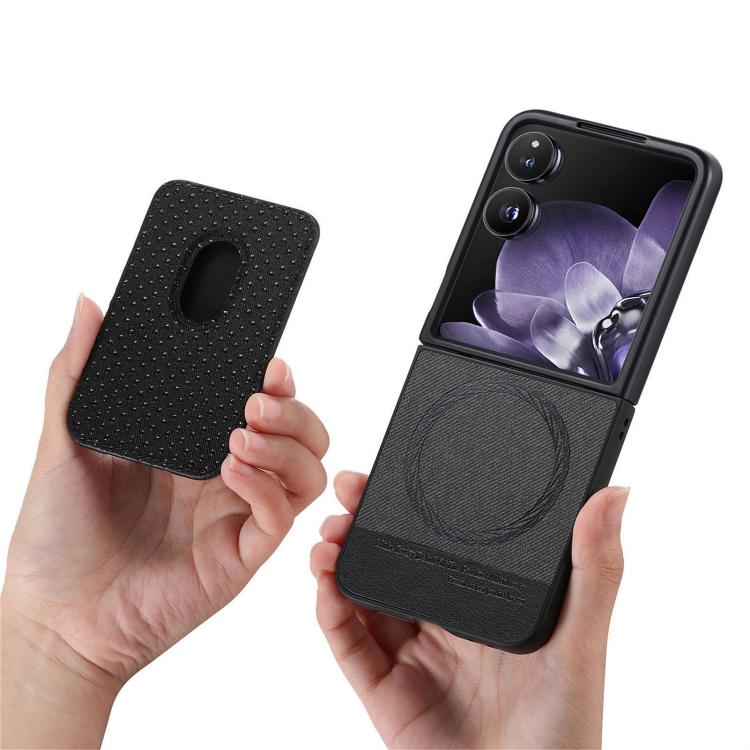 Funda magnética con tapa de tela sarga y anillo para Xiaomi Mix (negro)
