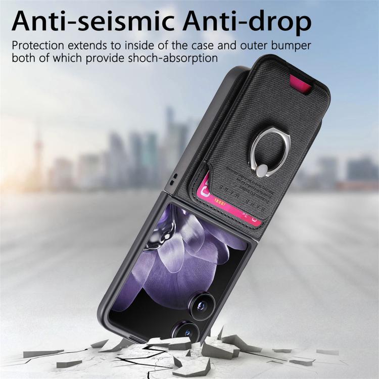 Funda magnética con tapa de tela sarga y anillo para Xiaomi Mix (negro)