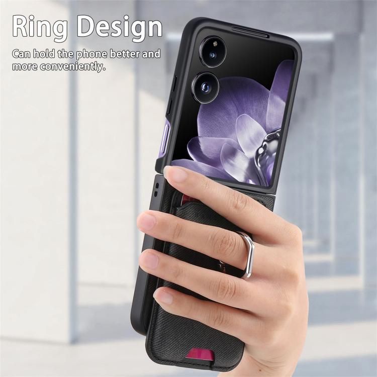 Funda magnética con tapa de tela sarga y anillo para Xiaomi Mix (negro)