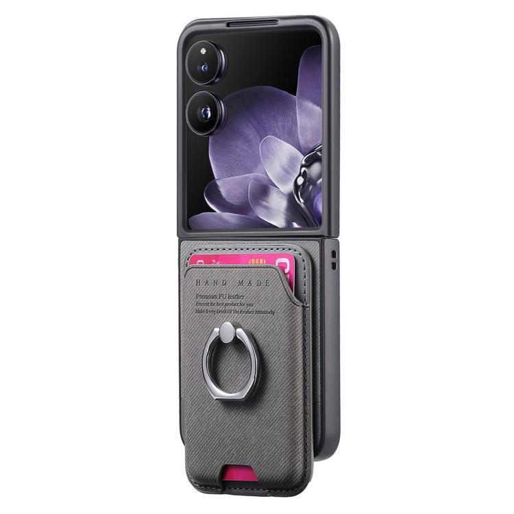 Funda magnética para Xiaomi Mix, con tapa de tela sarga y anillo para tarjetas (gris)