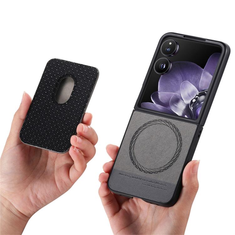 Funda magnética para Xiaomi Mix, con tapa de tela sarga y anillo para tarjetas (gris)