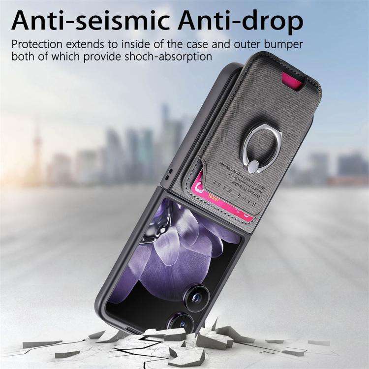 Funda magnética para Xiaomi Mix, con tapa de tela sarga y anillo para tarjetas (gris)