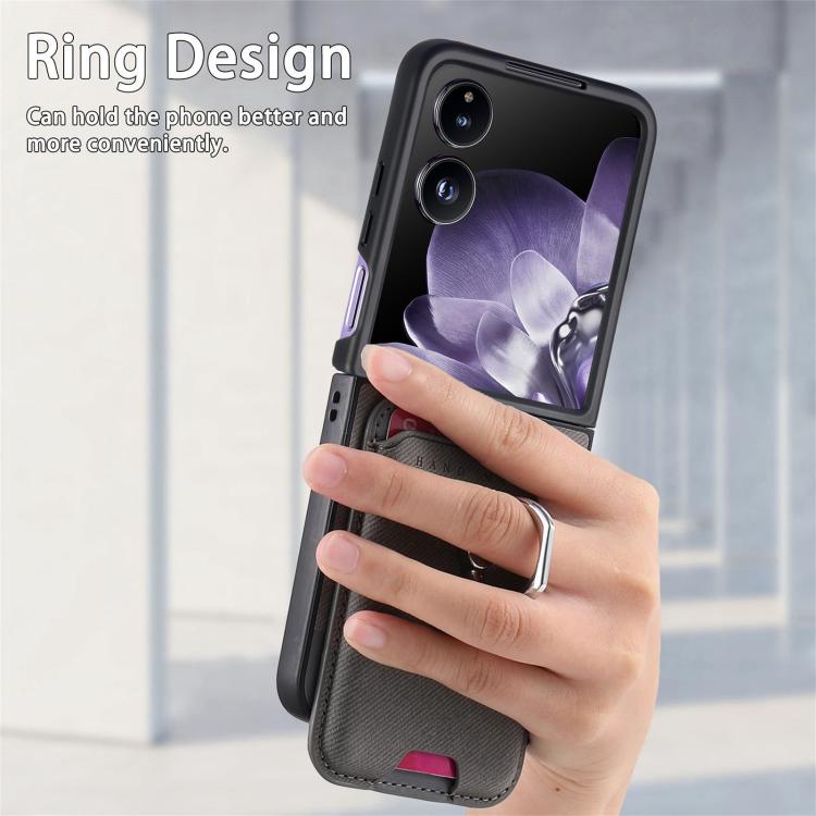 Funda magnética para Xiaomi Mix, con tapa de tela sarga y anillo para tarjetas (gris)