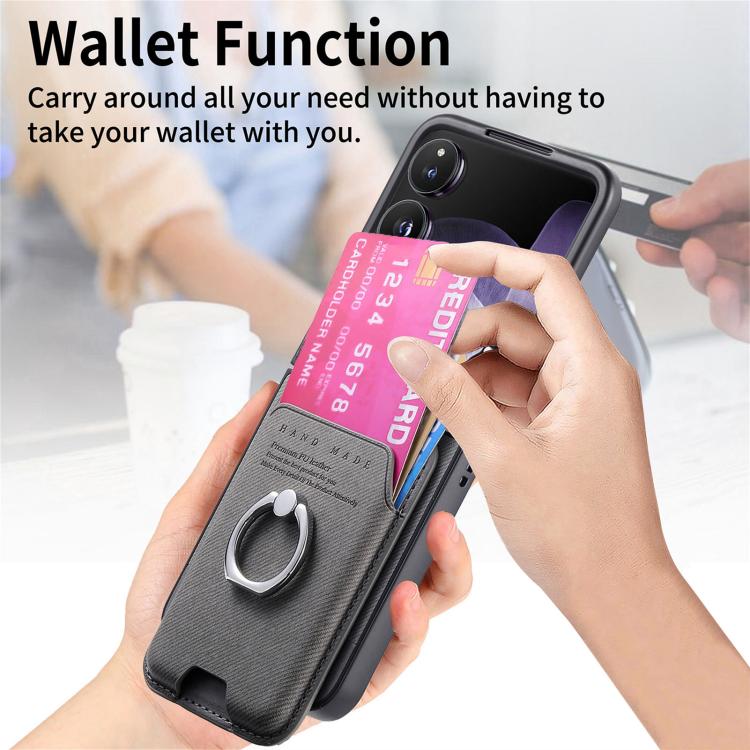 Funda magnética para Xiaomi Mix, con tapa de tela sarga y anillo para tarjetas (gris)