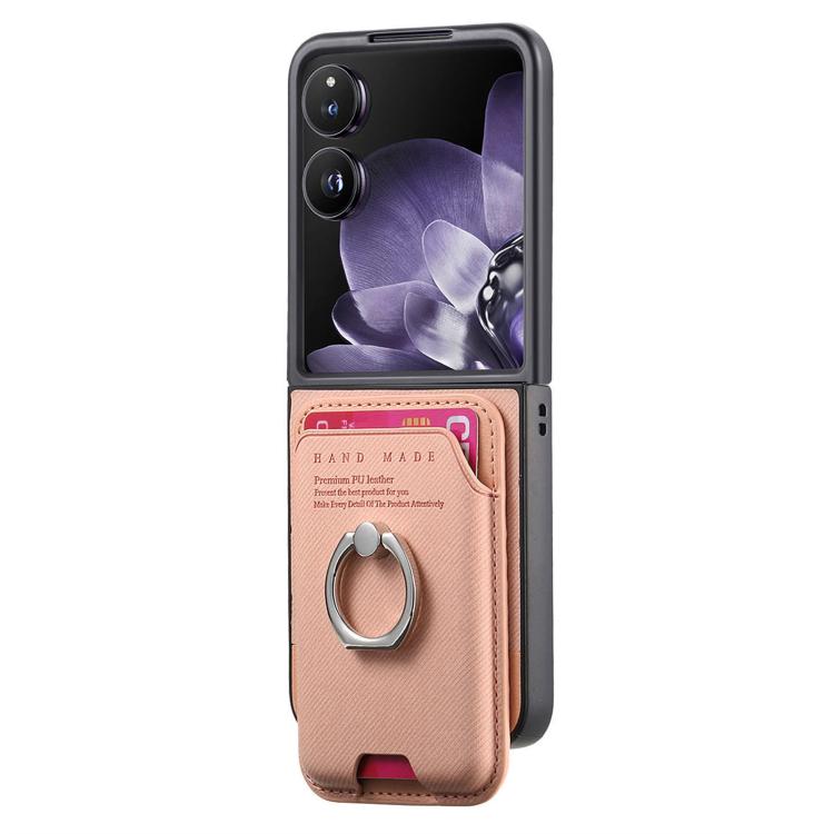 Funda magnética para Xiaomi Mix con tapa de tela sarga y anillo para tarjetas (rosa)