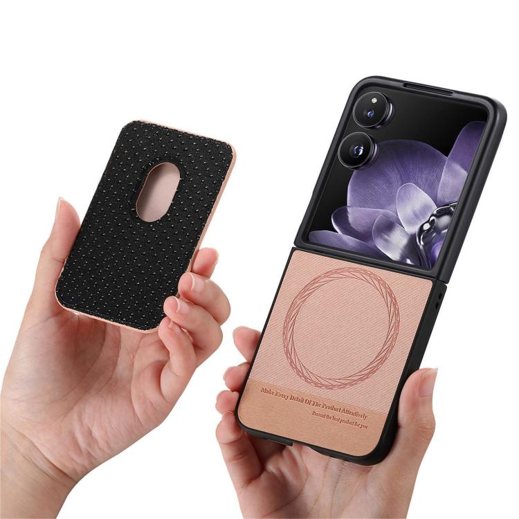 Funda magnética para Xiaomi Mix con tapa de tela sarga y anillo para tarjetas (rosa)