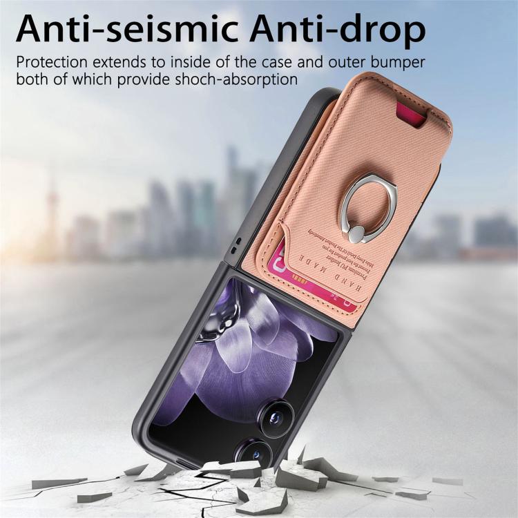 Funda magnética para Xiaomi Mix con tapa de tela sarga y anillo para tarjetas (rosa)