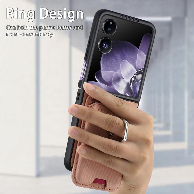 Funda magnética para Xiaomi Mix con tapa de tela sarga y anillo para tarjetas (rosa)