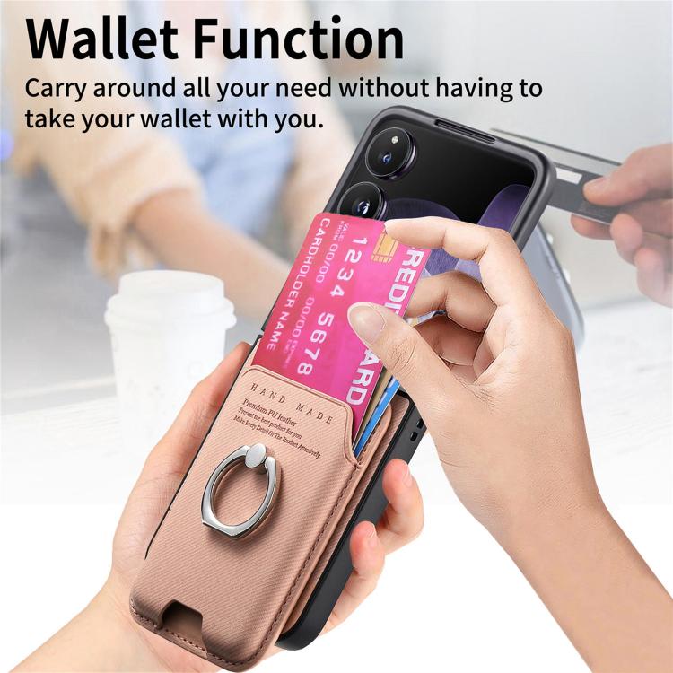 Funda magnética para Xiaomi Mix con tapa de tela sarga y anillo para tarjetas (rosa)