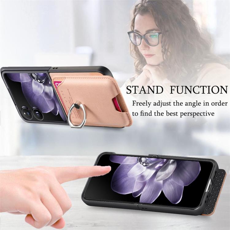 Funda magnética para Xiaomi Mix con tapa de tela sarga y anillo para tarjetas (rosa)