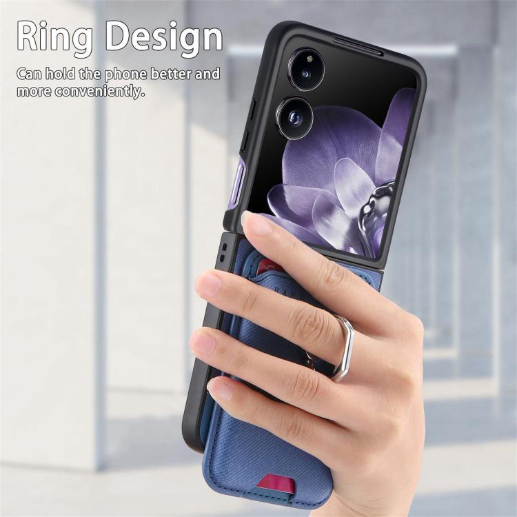 Funda magnética con tapa de tela sarga y anillo para Xiaomi Mix (azul)
