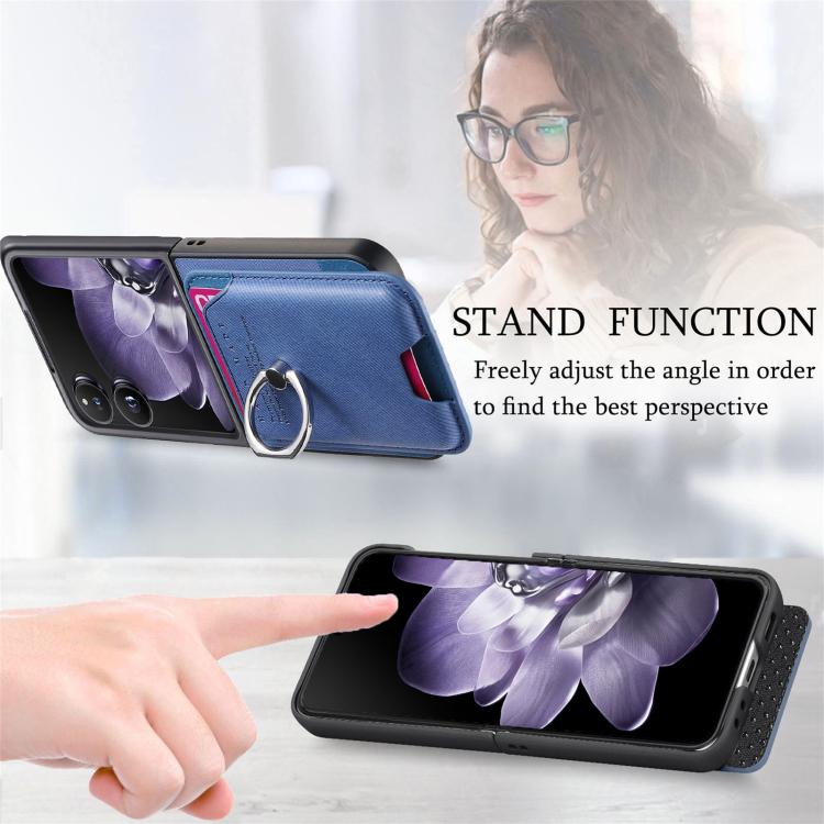 Funda magnética con tapa de tela sarga y anillo para Xiaomi Mix (azul)