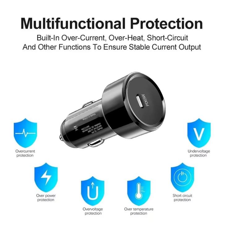 Cargador de coche USB-C P9 PD65W para iPhone/iPad (negro)
