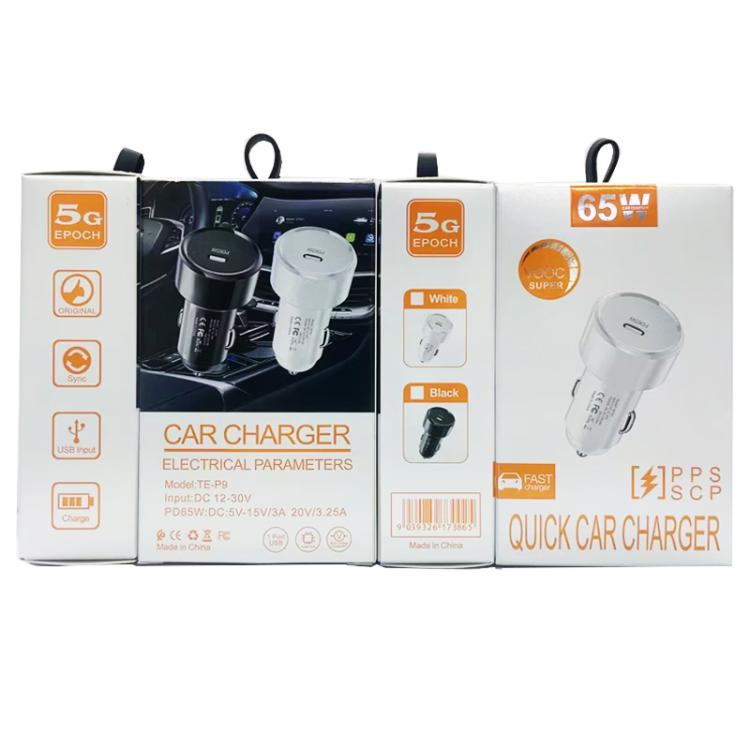 Cargador de coche USB-C P9 PD65W para iPhone/iPad (negro)