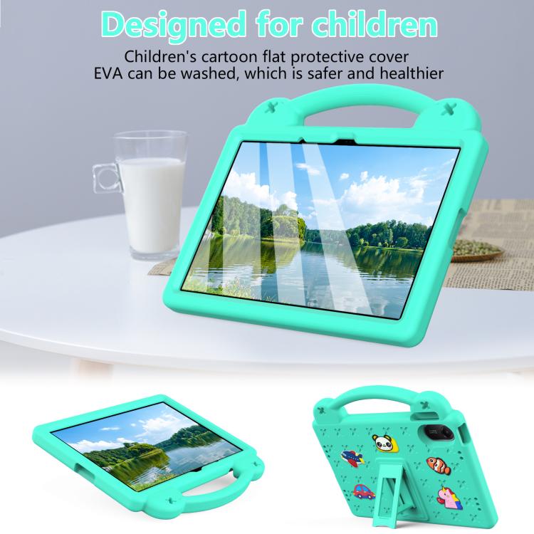 Funda de EVA a prueba de golpes para Xiaomi Redmi Pad 2 11 2025 con asa y soporte para niños (verde menta)