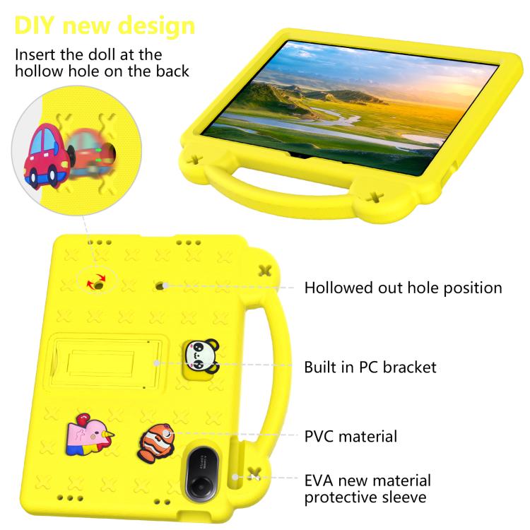 Funda de EVA a prueba de golpes para Xiaomi Redmi Pad 2 11 2025 con asa y soporte para niños (amarilla)