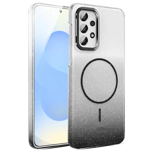 Funda MagSafe a prueba de golpes para Samsung Galaxy A23 4G/5G con purpurina dorada y degradado (negro)