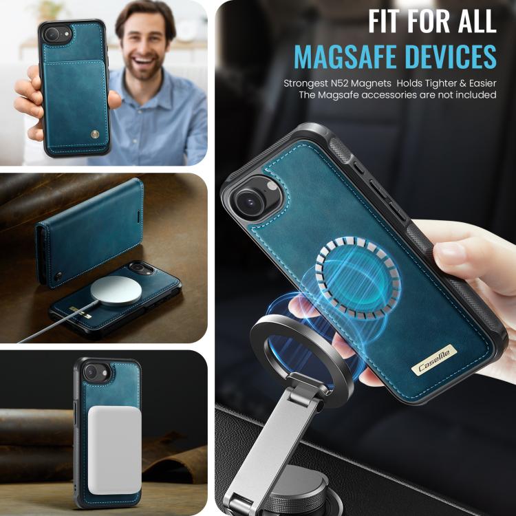 Funda de cuero desmontable CaseMe C49 MagSafe con bloqueo RFID para iPhone 16e (verde)
