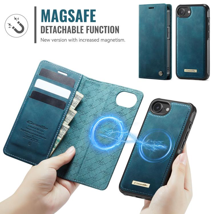 Funda de cuero desmontable CaseMe C49 MagSafe con bloqueo RFID para iPhone 16e (verde)