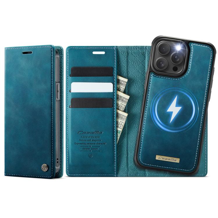 Funda de cuero desmontable CaseMe C49 con bloqueo RFID MagSafe para iPhone 12/12 Pro (verde)