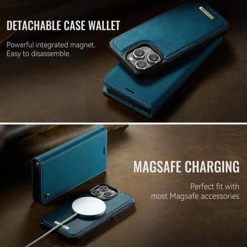 Funda de cuero desmontable CaseMe C49 con bloqueo RFID MagSafe para iPhone 12 Pro Max (verde)