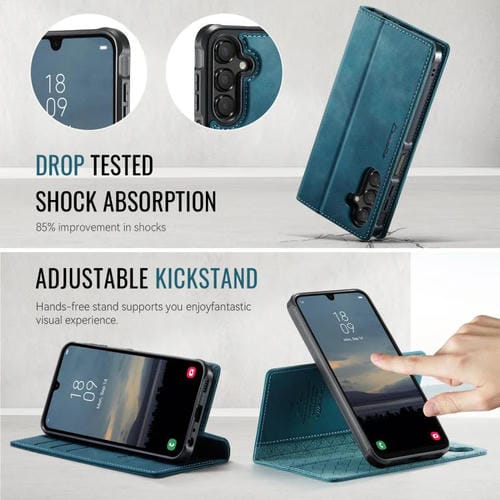 Funda de cuero desmontable con bloqueo RFID magnético CaseMe C49 para Samsung Galaxy A15 (verde)