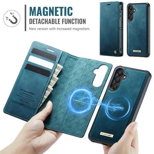 Funda de cuero desmontable con bloqueo RFID magnético CaseMe C49 para Samsung Galaxy A15 (verde)