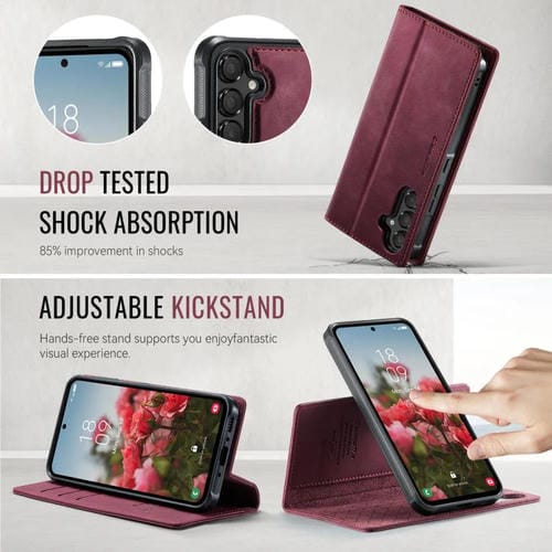 Funda de cuero desmontable con bloqueo RFID magnético para Samsung Galaxy A54 5G CaseMe C49 (roja)