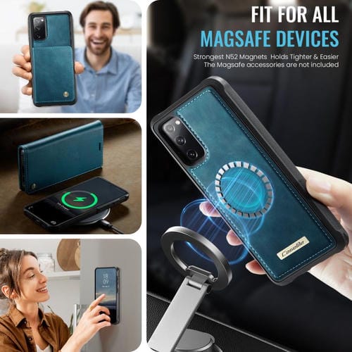 Funda de cuero desmontable CaseMe C49 con bloqueo RFID magnético para Samsung Galaxy S20 FE (verde)