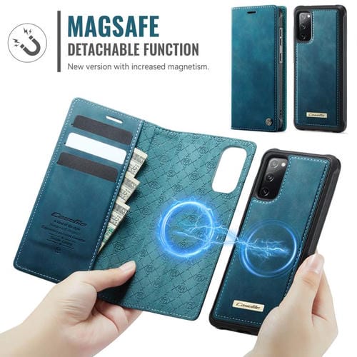Funda de cuero desmontable CaseMe C49 con bloqueo RFID magnético para Samsung Galaxy S20 FE (verde)