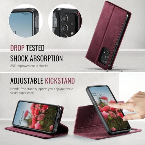 Funda de cuero desmontable con bloqueo RFID magnético para Samsung Galaxy A53 5G CaseMe C49 (roja)