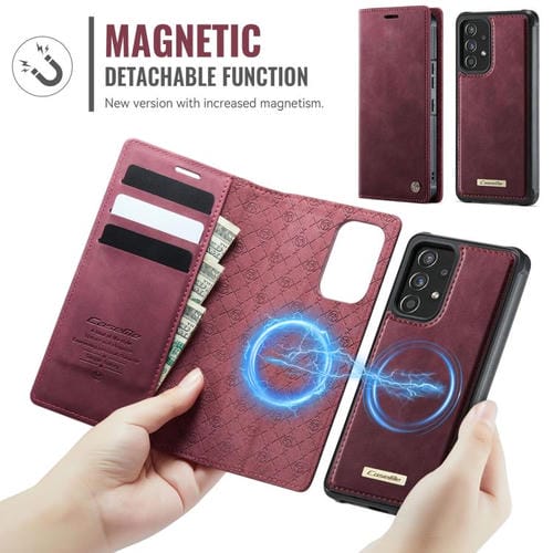 Funda de cuero desmontable con bloqueo RFID magnético para Samsung Galaxy A53 5G CaseMe C49 (roja)