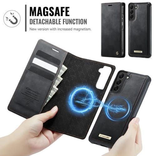 Funda de cuero desmontable con bloqueo RFID magnético para Samsung Galaxy S22+ 5G CaseMe C49 (negro)