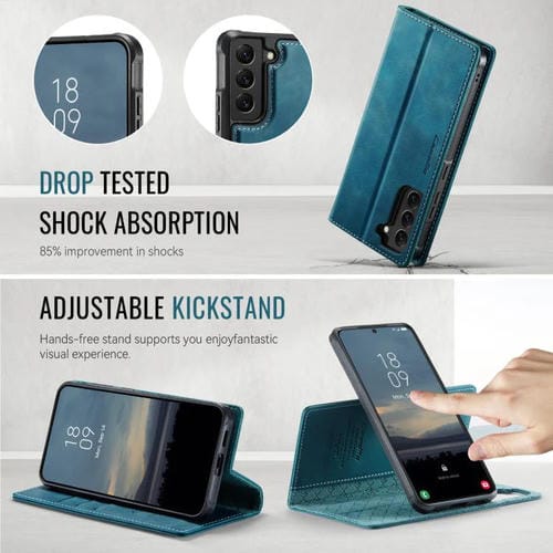Funda de cuero desmontable con bloqueo RFID magnético CaseMe C49 para Samsung Galaxy S22 5G (verde)