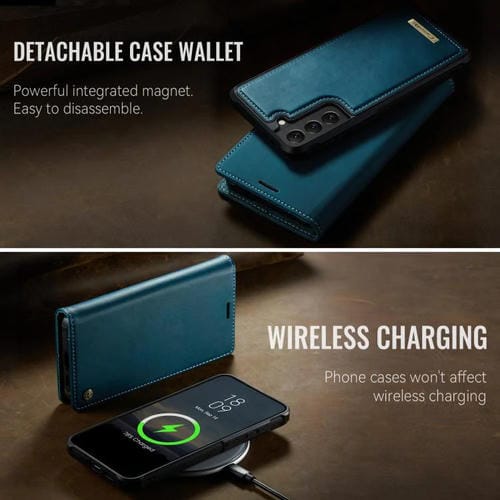 Funda de cuero desmontable con bloqueo RFID magnético CaseMe C49 para Samsung Galaxy S22 5G (verde)
