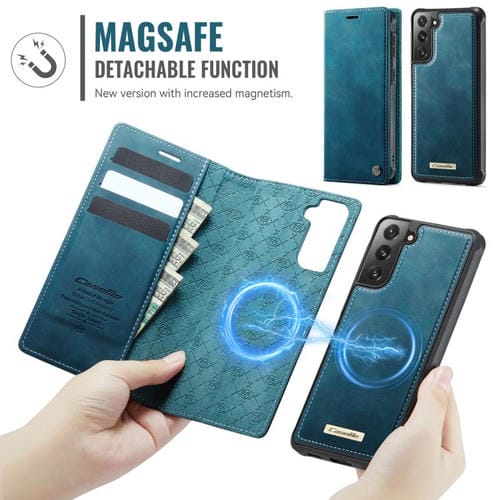 Funda de cuero desmontable CaseMe C49 con bloqueo RFID magnético para Samsung Galaxy S21 FE 5G (verde)