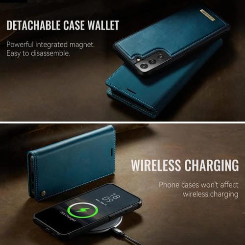 Funda de cuero desmontable CaseMe C49 con bloqueo RFID magnético para Samsung Galaxy S21 5G (verde)