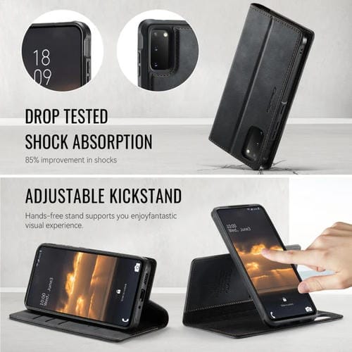Funda de cuero desmontable con bloqueo RFID magnético CaseMe C49 para Samsung Galaxy S20 (negra)
