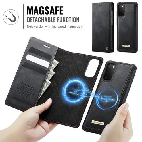 Funda de cuero desmontable con bloqueo RFID magnético CaseMe C49 para Samsung Galaxy S20 (negra)