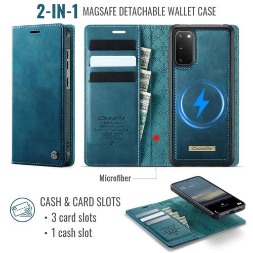 Funda de cuero desmontable con bloqueo RFID magnético CaseMe C49 para Samsung Galaxy S20 (verde)