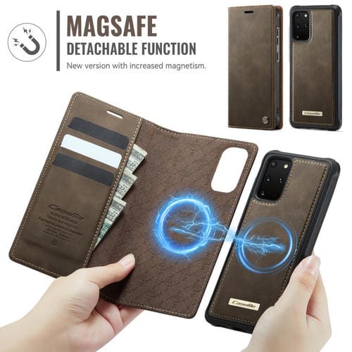 Funda de cuero desmontable CaseMe C49 con bloqueo RFID magnético para Samsung Galaxy S20+ (café)